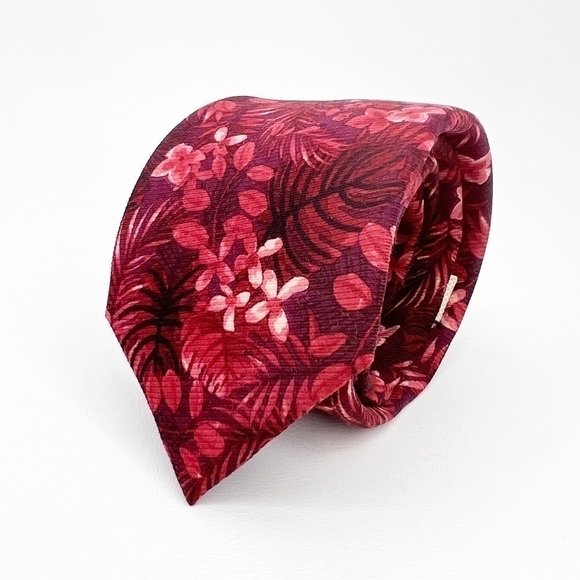 Tommy Bahama Other - Tommy Bahama Tie Wool & Silk Reds & Pinks Floral Leaves Palm Necktie New NWT